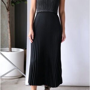 NWT! Proenza Schouler White Label Black Vegan Leather Top/Pleated Bottom Dress